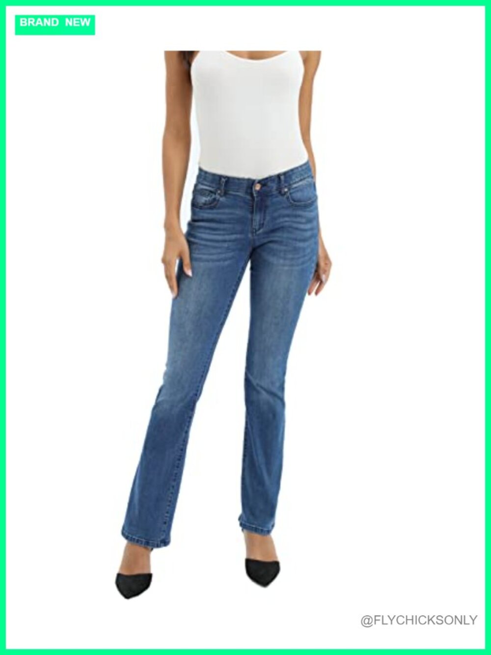 Women's Classic Stretch Curvy Bootcut Jeans Mid Rise No Gap Waist